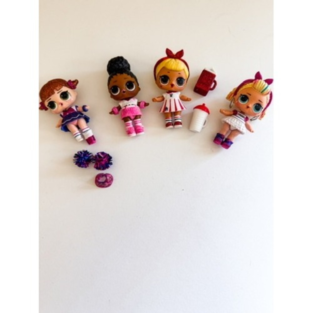 LOL Surprise All Star BBs Cheer Team Dolls Lot of 4 With Accessories Pom Poms